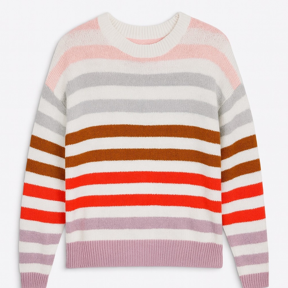 Colorful Striped Women's Crew Neck Sweater